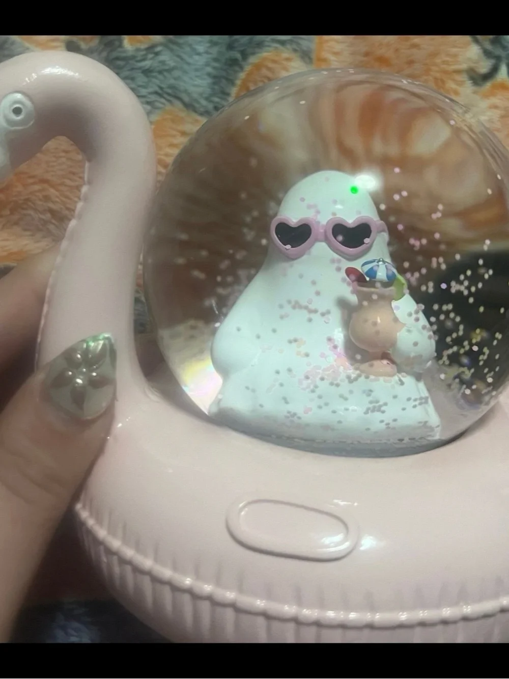 NEW Spellbound Sweets Summerween Ghost Halloween Flamingo Floatie Snow Globe